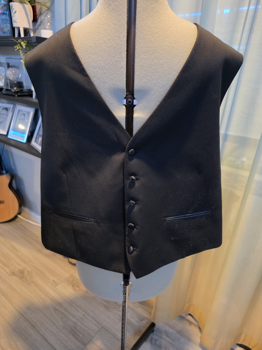 Unbranded Men's Black Tuxedo Vest Satin Back Classic Formal Waistcoat Size M